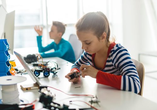 Teenager girl Working on school project